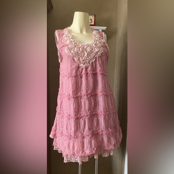 PRETTY ANGEL TOP/ DRESS TWILA LADIES VINTAGE ROMANTIC VICTORIAN Dusty roses M - Picture 2 of 12